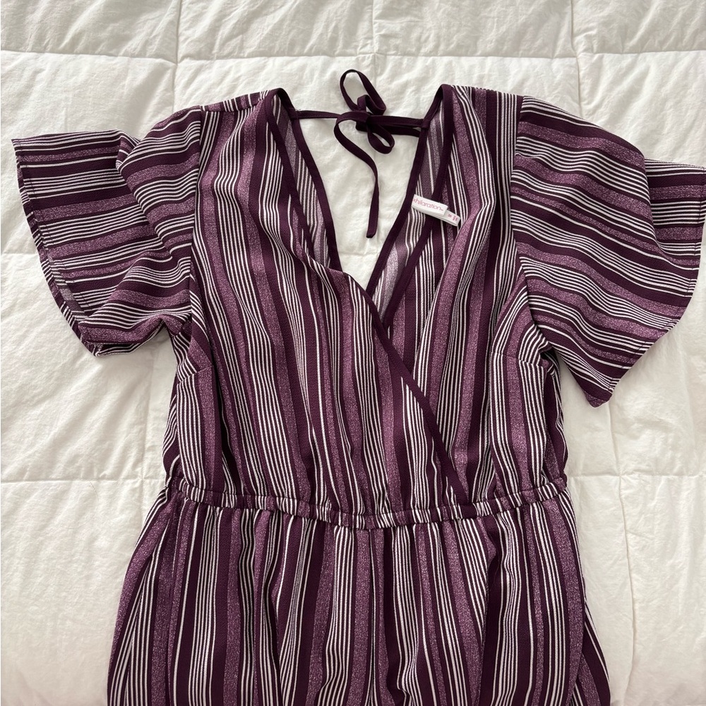 Xhilaration Purple Striped Jumpsuit